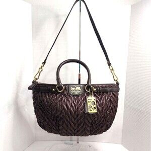 Coach 70th Anniversary Limited Edition Quilted Satchel Handbag Dark Brown New
